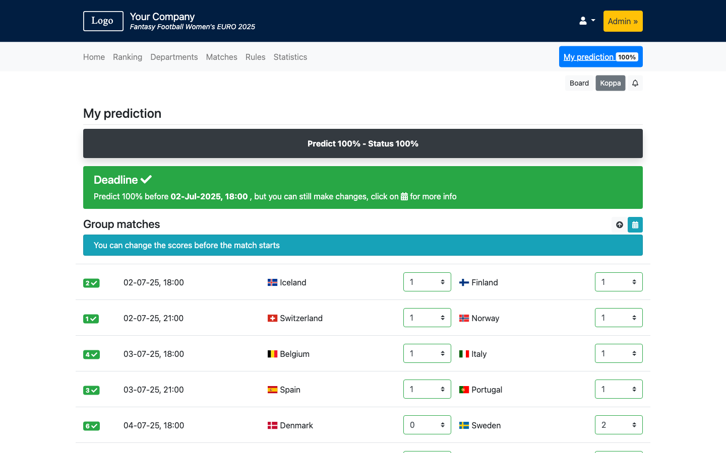 Fantasy Football Women's EURO 2025 Demo - World Cup 2026
