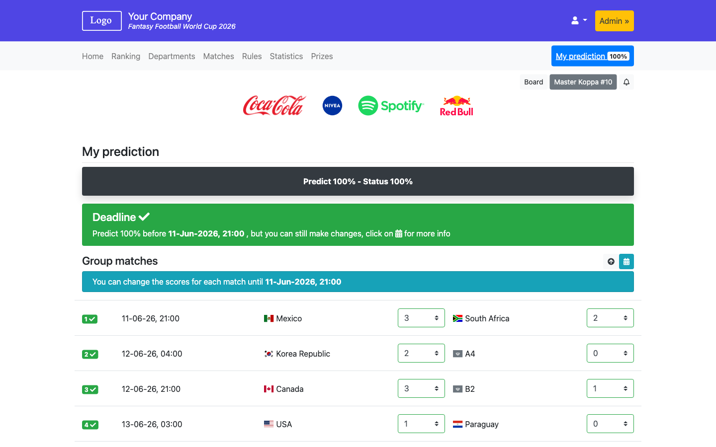 Fantasy Football Football Tournament 2026 Demo - Football Tournament 2026