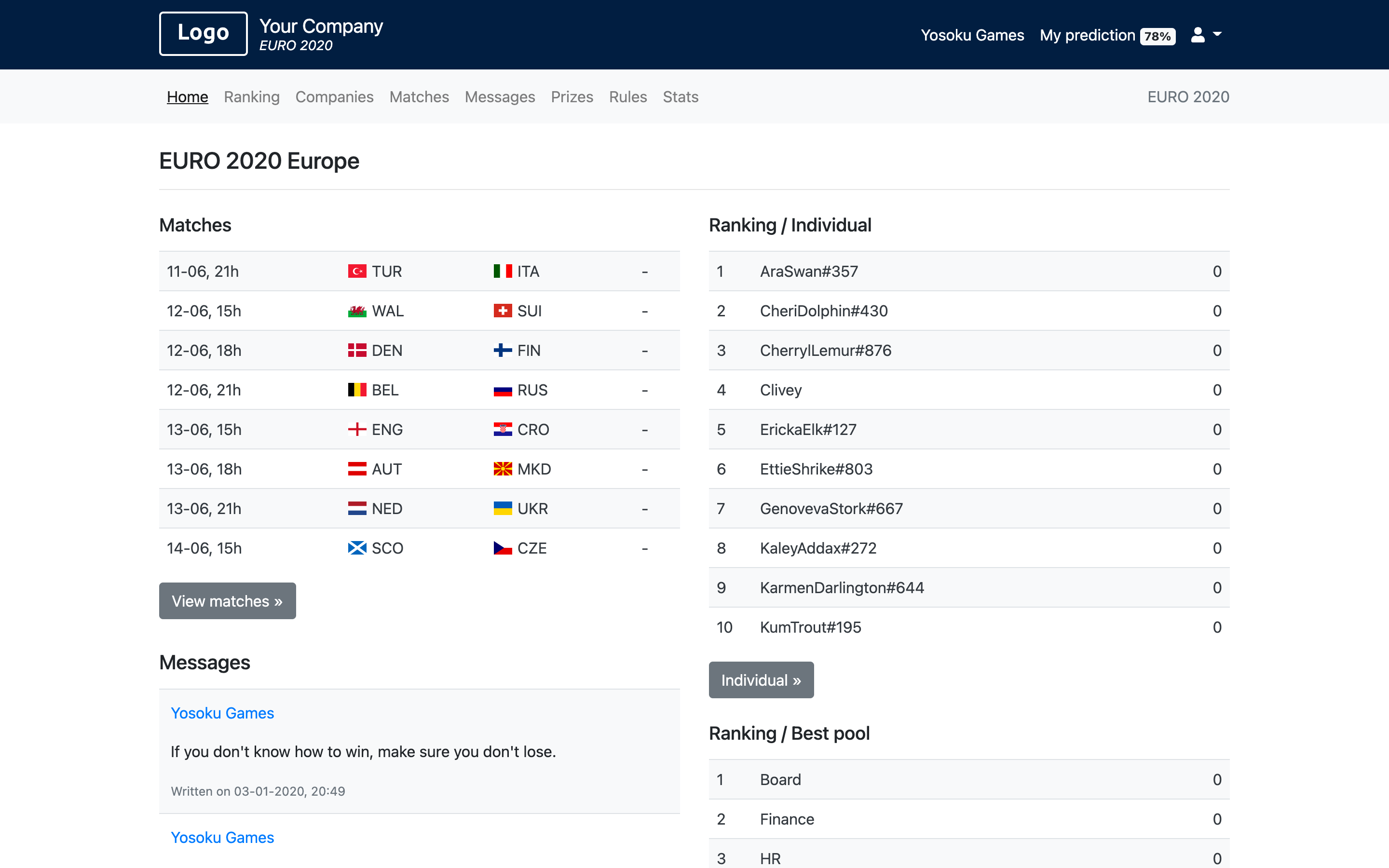 Fantasy Football EURO 2021 Demo - EURO 2024