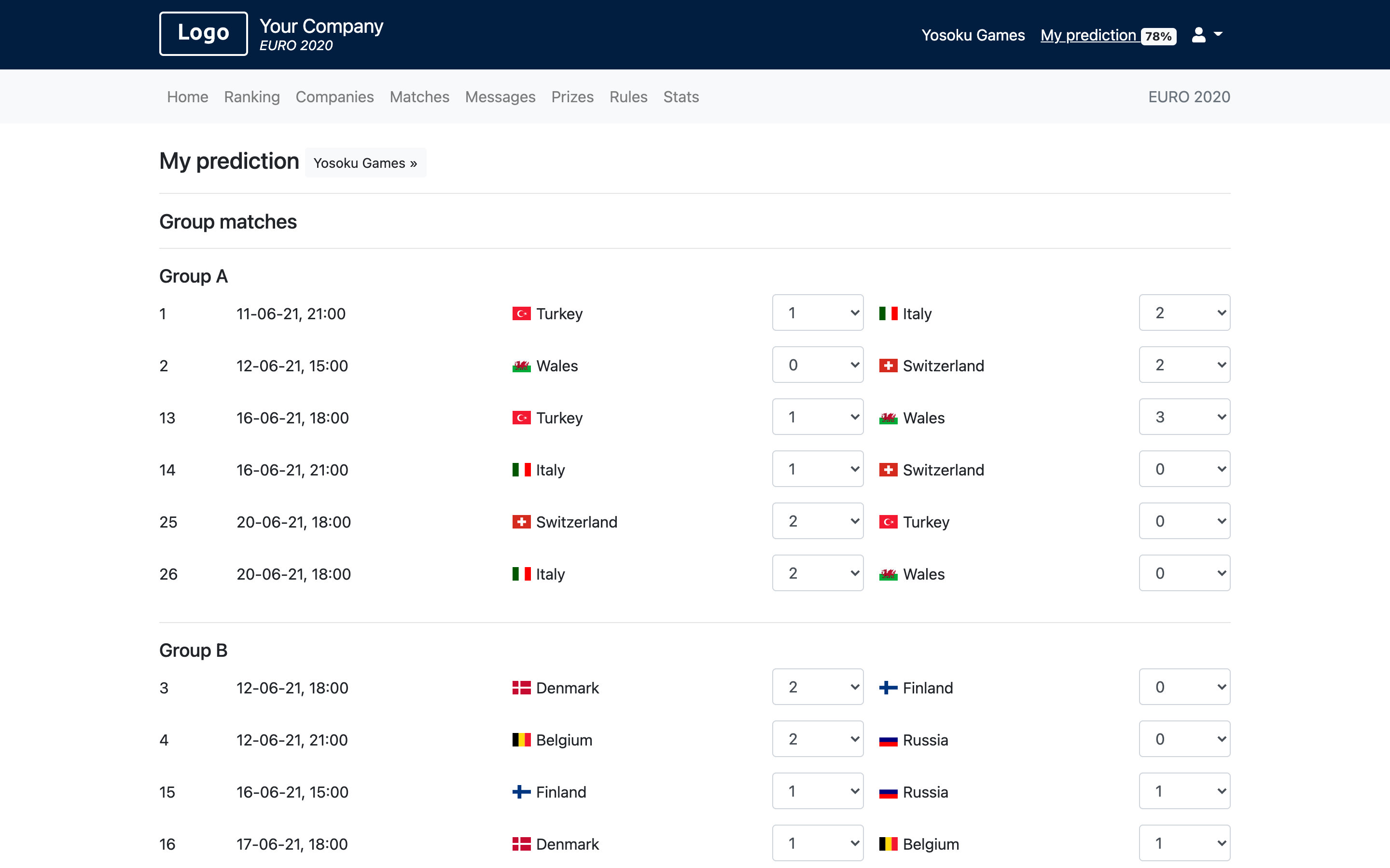 Fantasy Football EURO 2021 Demo - EURO 2024