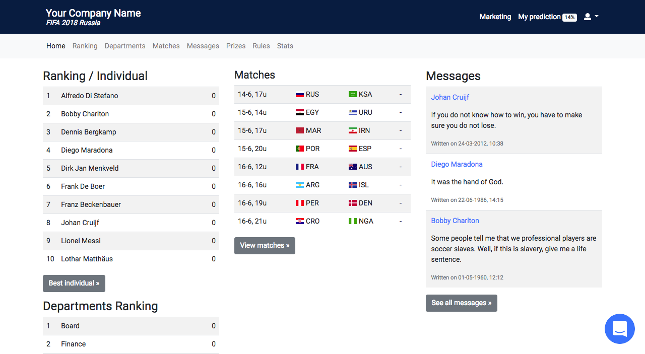 Fantasy Football Football Tournament 2018 - Football Tournament 2026