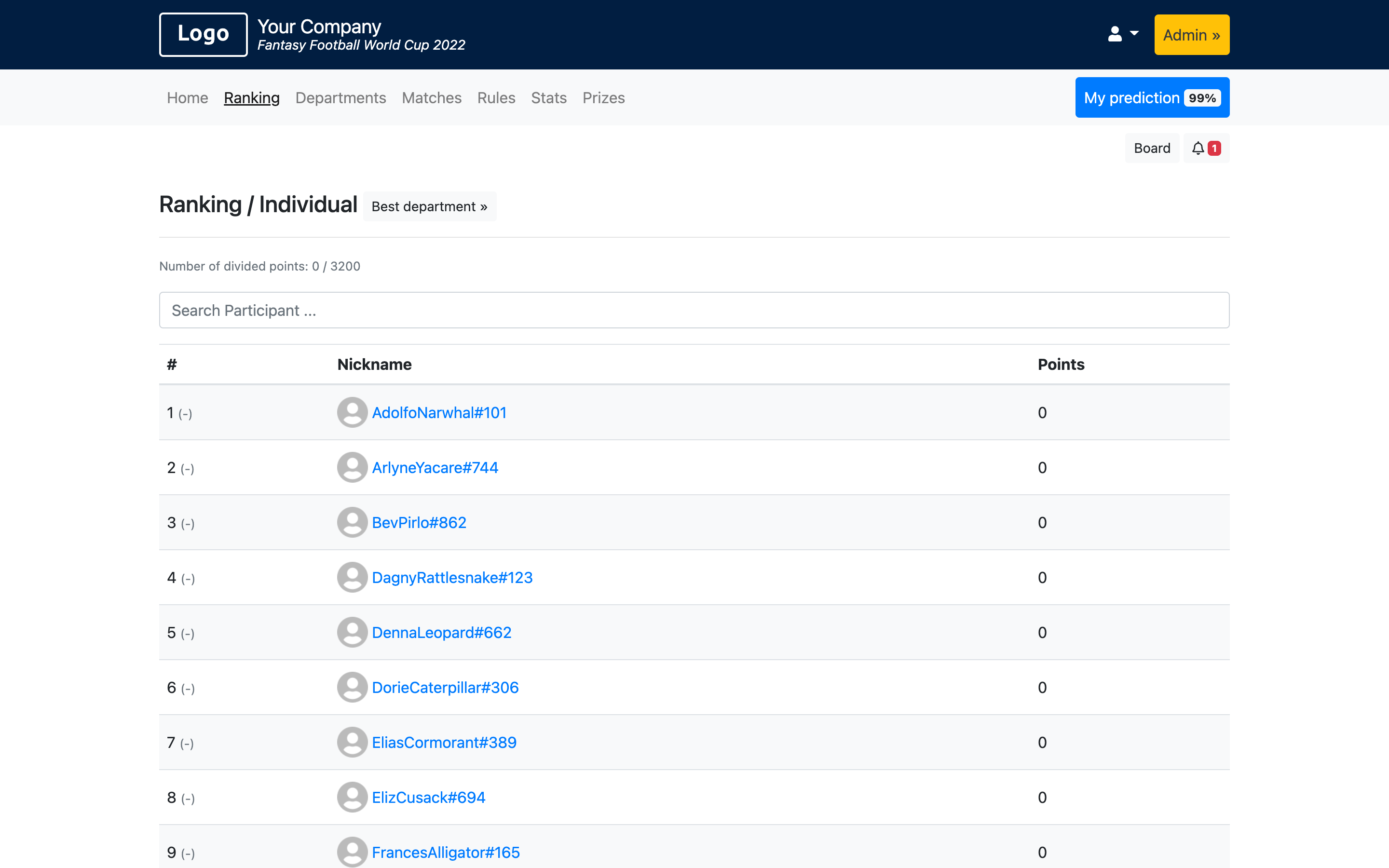 Fantasy Football Football Tournament 2022 Demo - Football Tournament 2026