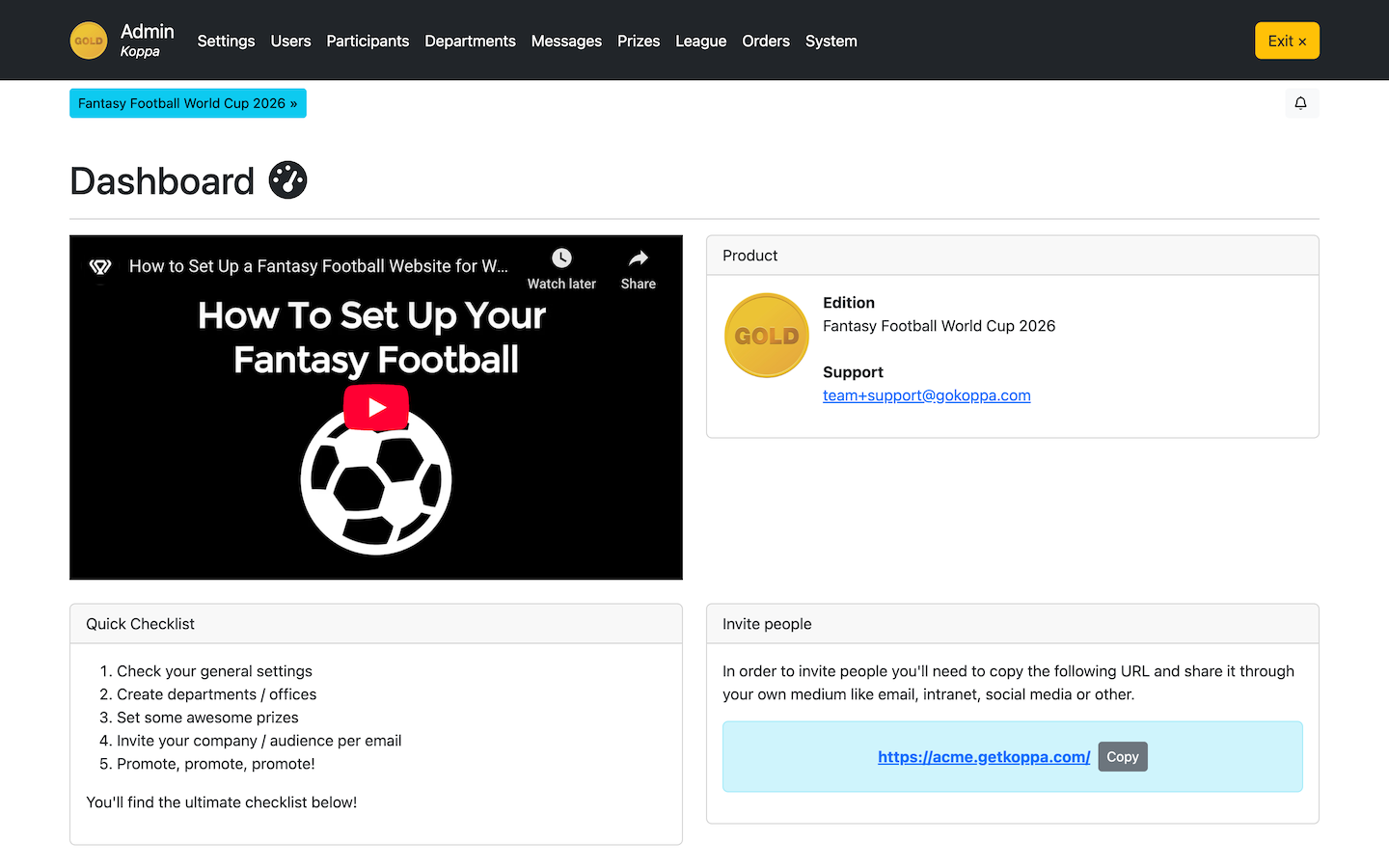Admin Panel - Football Tournament 2026