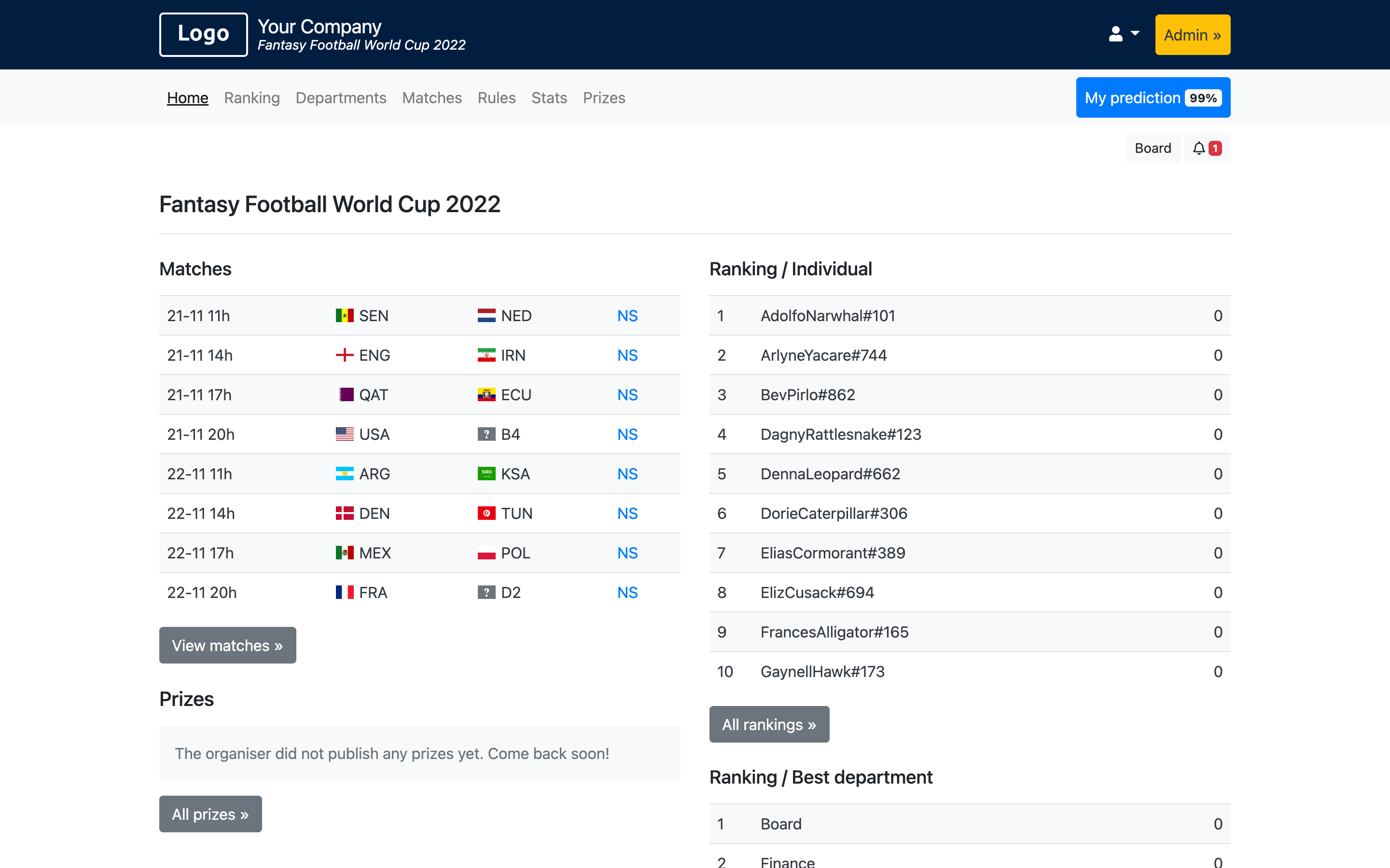 Fantasy Football World Cup 2022 Demo - EURO 2024