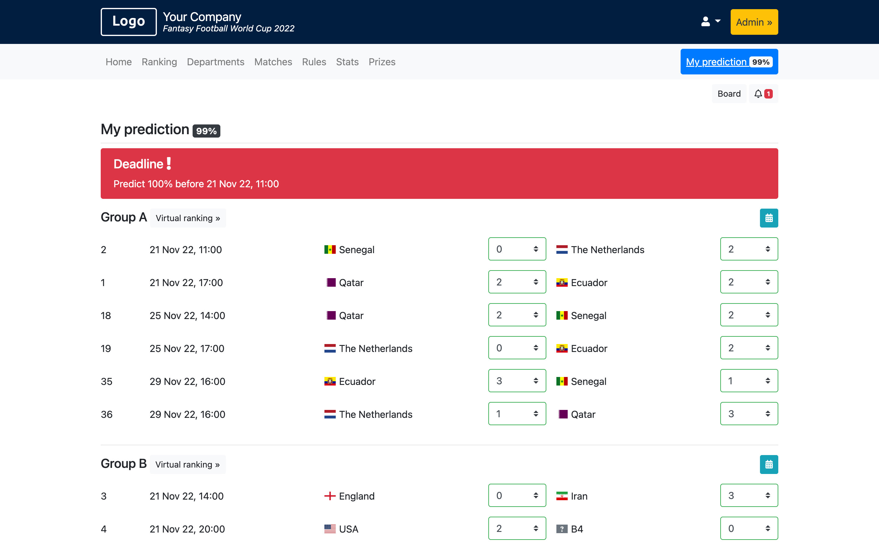 Fantasy Football World Cup 2022 Demo - EURO 2024